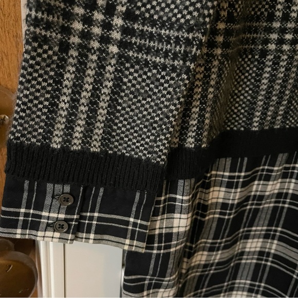 Soft Joie Black and White Long Sleeve Mixed Media Sweater Dress, Small - Picture 13 of 13